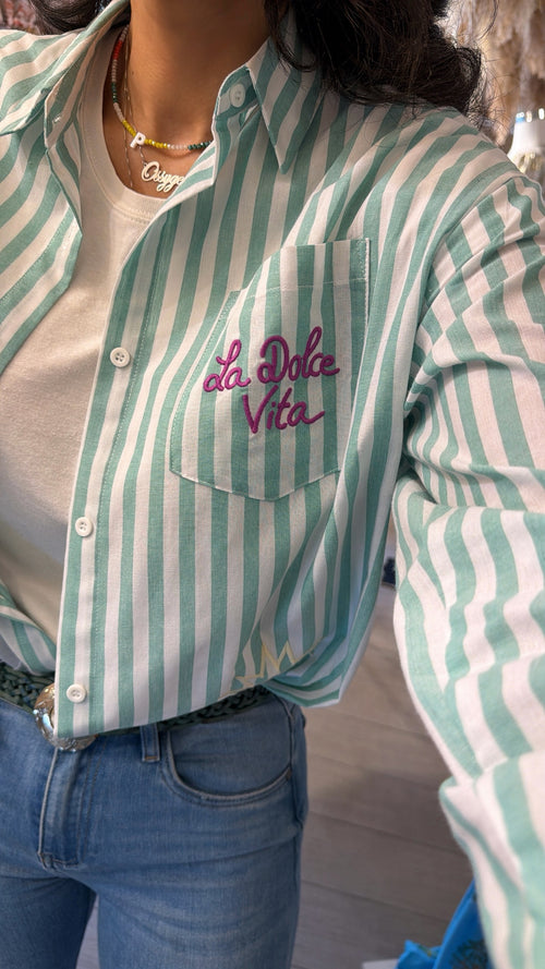 Camicia a righe“Ricamata”☀️