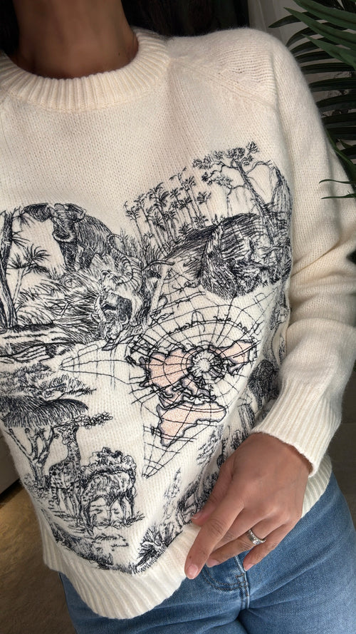 Pullover Ricamato ‘Safari del mondo’