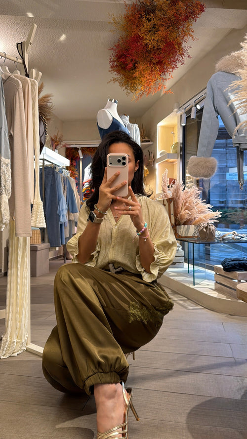Pantalone “Olivia in raso con pizzo”