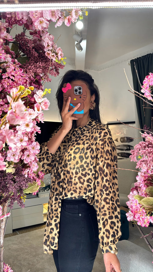 Blusa Animalier con foulard coordinato🤎