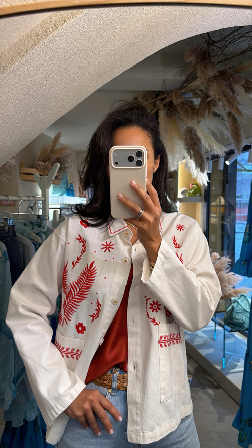 Giacca camicia “Rosso Ricamo”♥️