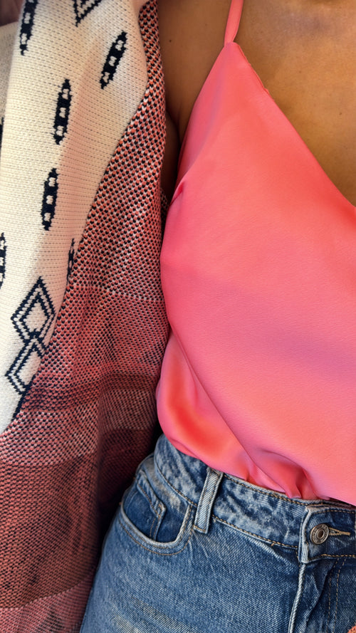 Cardigan lungo fantasia con cintura e frange 🤎