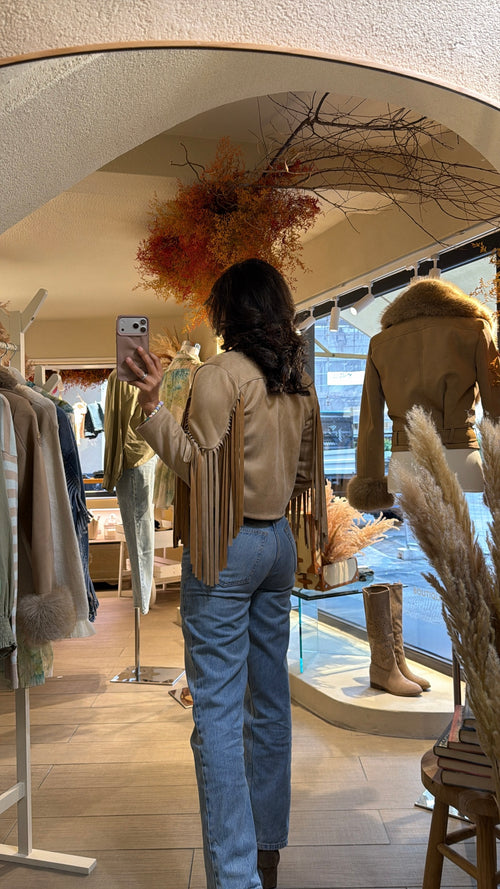 Cardigan Suede con Frange “Arizona”