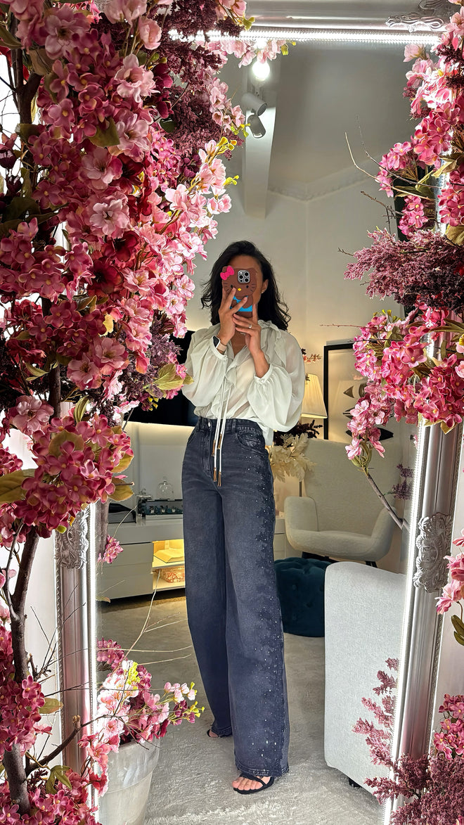 Jeans’Wide Leg Crystal’🖤