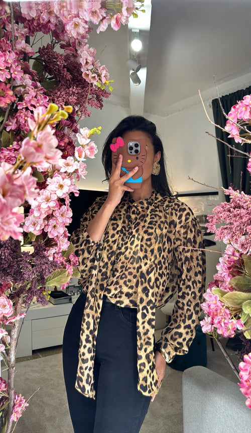 Blusa Animalier con foulard coordinato🤎