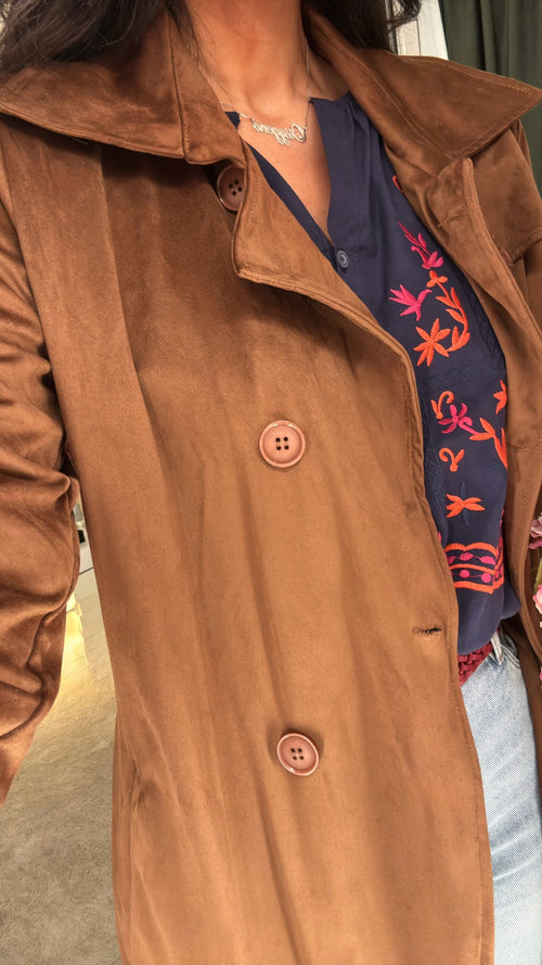 Trench effetto daino leggero con cintura🍁