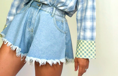 Shorts in Denim a Farfalla