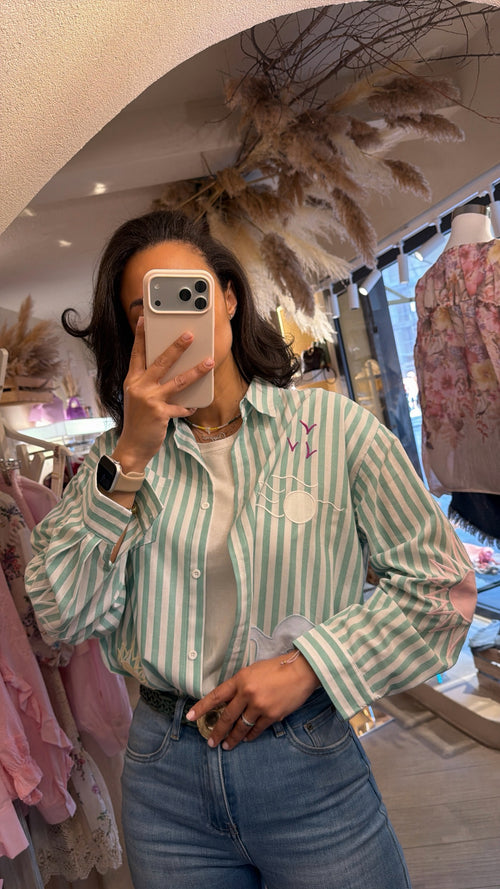 Camicia a righe“Ricamata”☀️