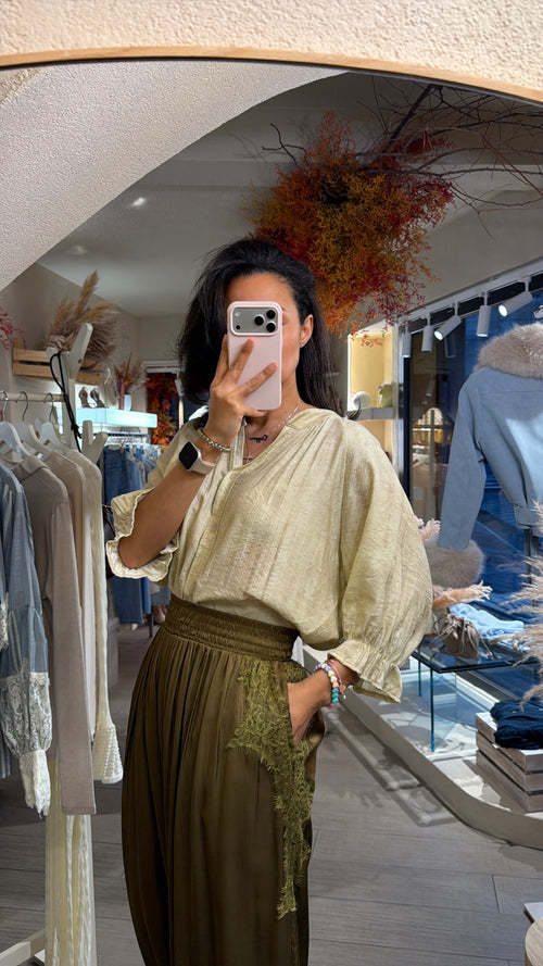 Pantalone “Olivia in raso con pizzo”