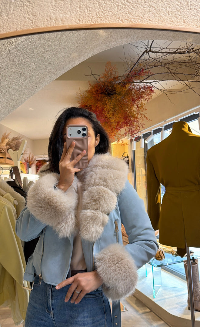 Chiodo in ecopelle con collo e maniche in ecopelliccia staccabili 🤎