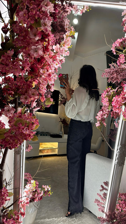 Jeans’Wide Leg Crystal’🖤