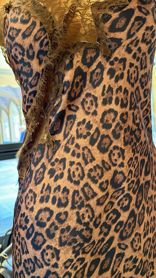 Abito Asimmetrico Animalier con Pizzo🤎