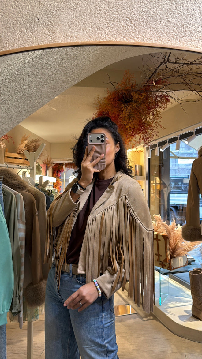 Cardigan Suede con Frange “Arizona”