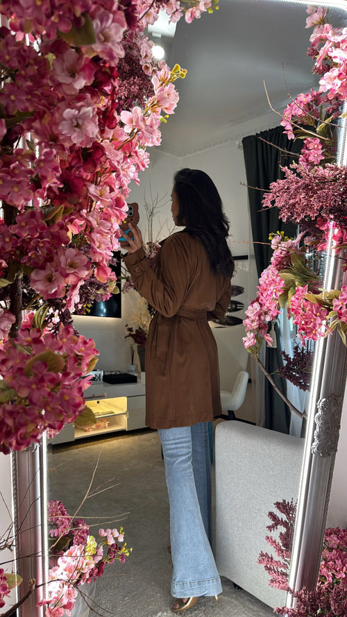 Trench effetto daino leggero con cintura🍁