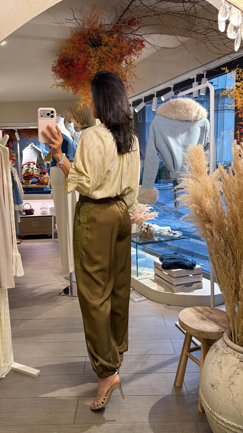 Pantalone “Olivia in raso con pizzo”