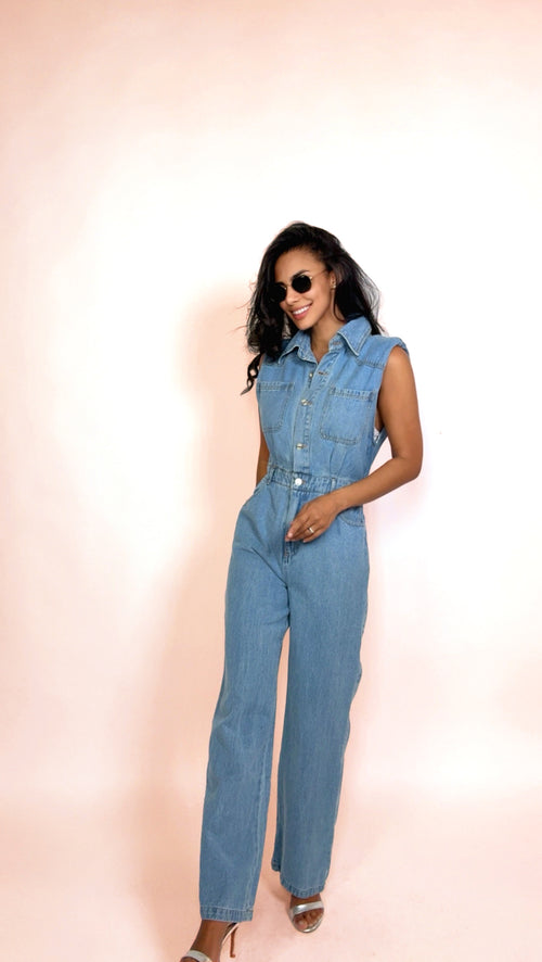 Tuta in denim smanicata