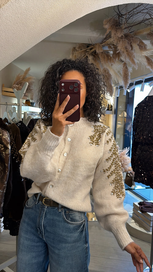 Cardigan con applicazioni di perline e paillettes 🍂