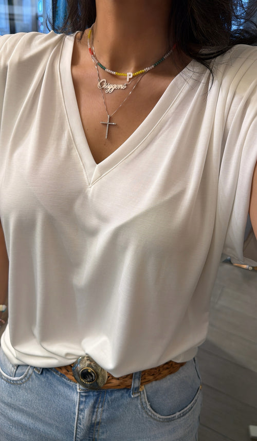 T-shirt strutturata “scollo a V”☀️
