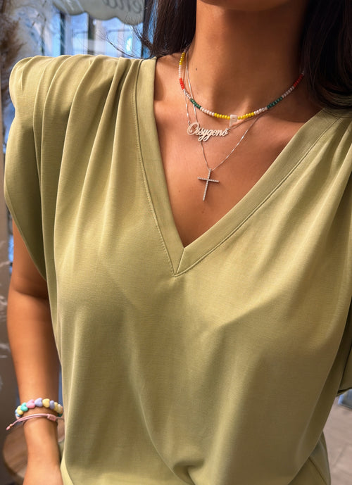 T-shirt strutturata “scollo a V”☀️
