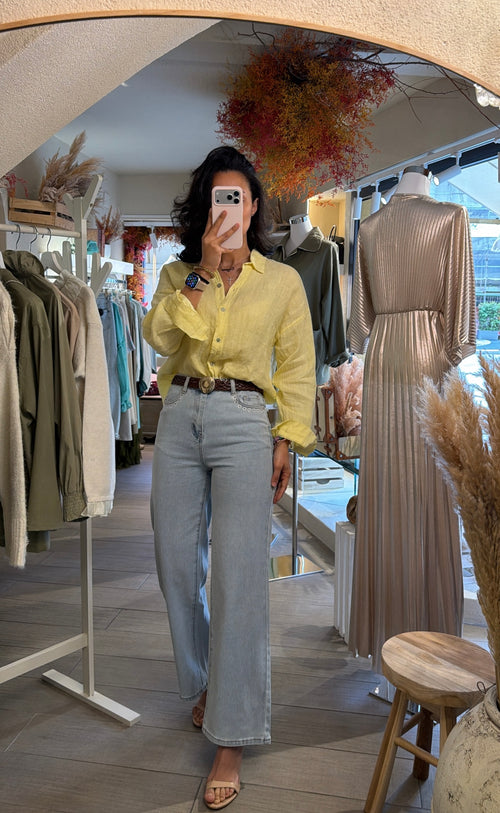 Jeans “Wide Leg Vita Alta Traforato”
