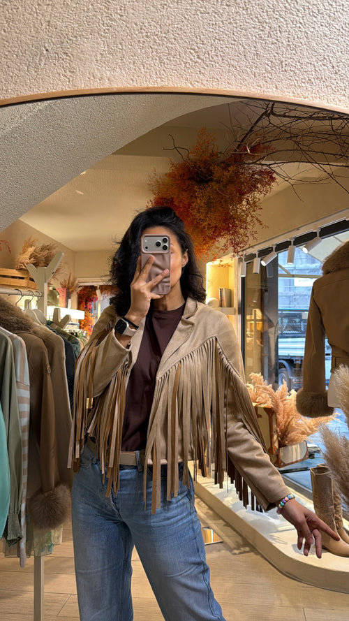 Cardigan Suede con Frange “Arizona”