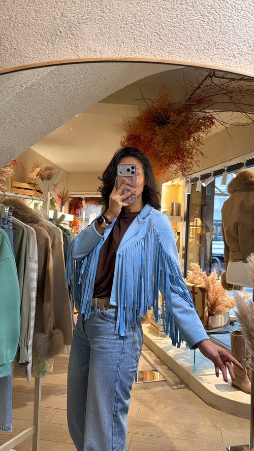 Cardigan Suede con Frange “Arizona”