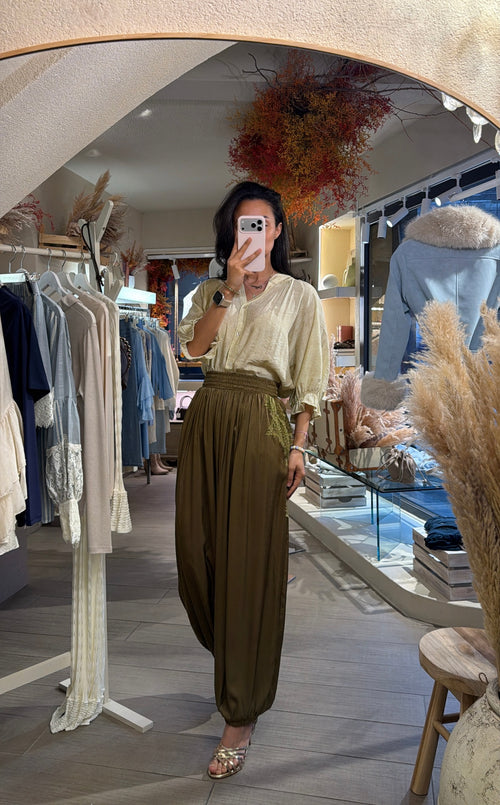 Pantalone “Olivia in raso con pizzo”