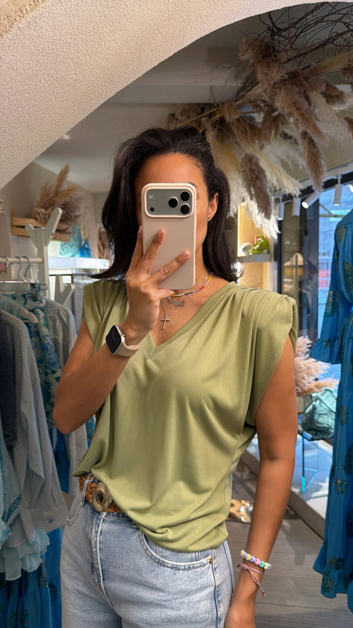 T-shirt strutturata “scollo a V”☀️