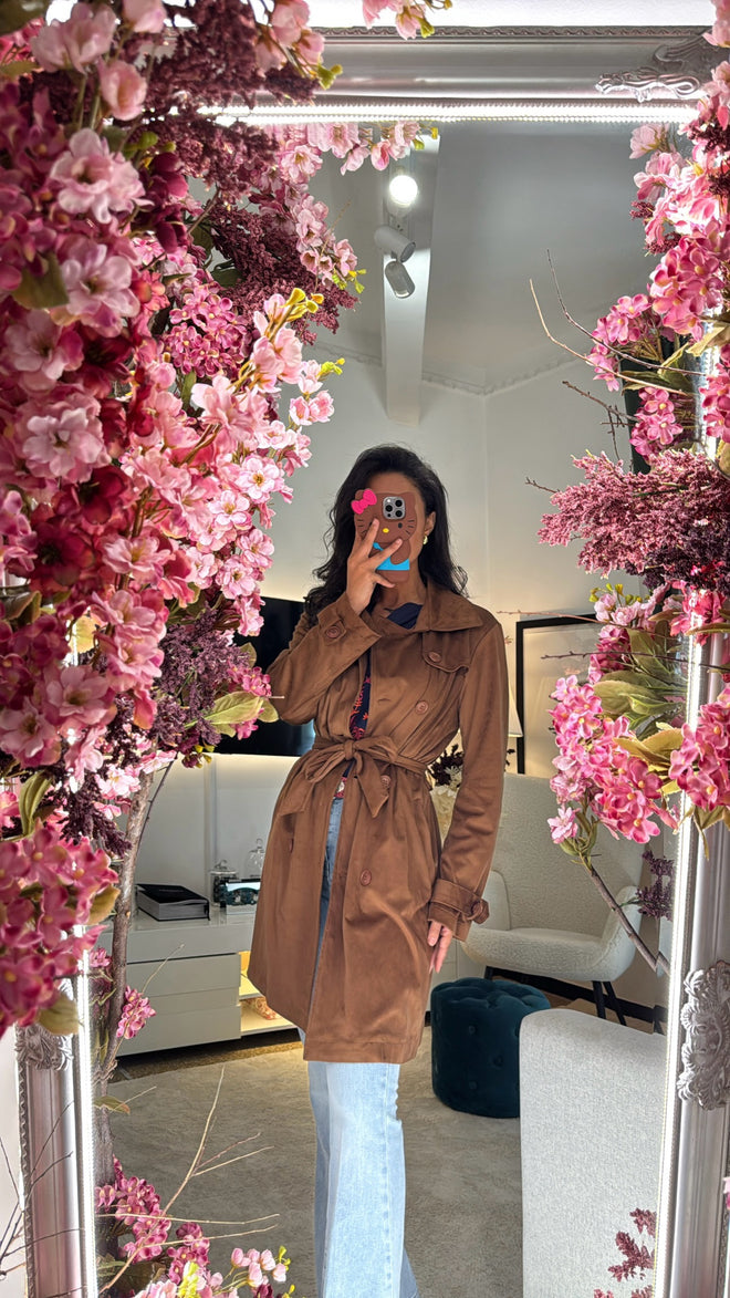 Trench effetto daino leggero con cintura🍁