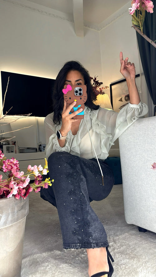 Jeans’Wide Leg Crystal’🖤