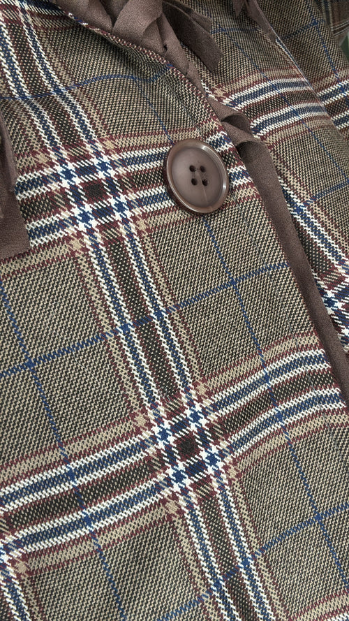 Blazer oversize scozzese con frange 🤎